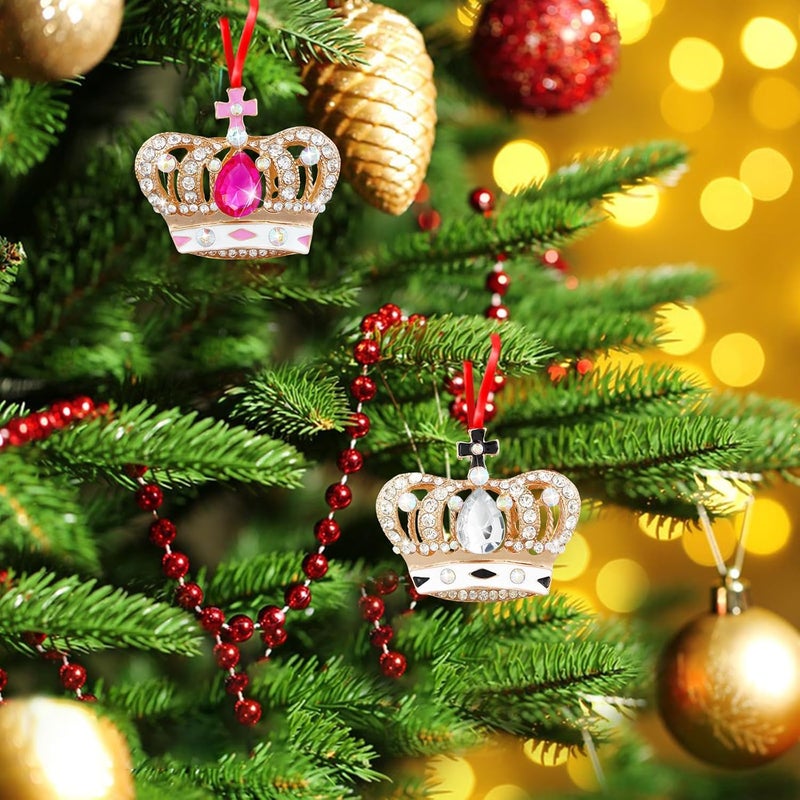 GROWTHMAGIC Store Pink Crown Christmas Ornaments - Metal Crown Christmas Ornaments with Rhinestones Xmas Decor Christmas Decoration Gifts for Women Girls - Image 2